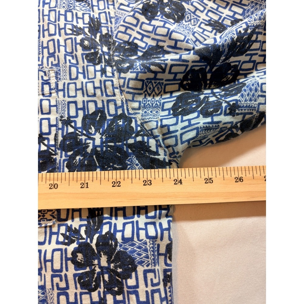 Pacific Scene Hawaiian Shirt Men Large Blue Floral Cotton Short Sleeve Button Up - Picture 5 of 8